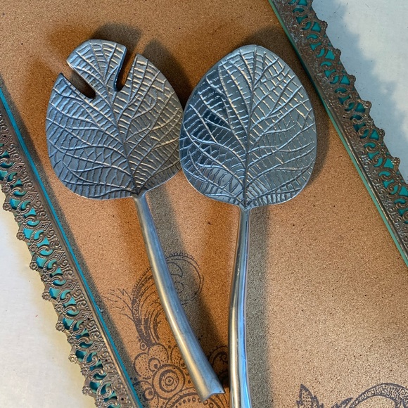Vintage India Aluminum Salad Server Set (B12) - Picture 2 of 10